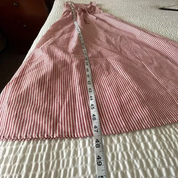 Pink White Stripe Midi Dress Size 6 Sleeveless V-Neck Tie Front Summer Sun Dress - Picture 5 of 9